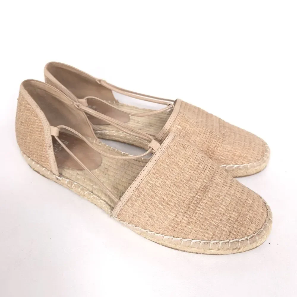 EILEEN‎ FISHER Women's Espadrille Flats Elastic Straps 10 Beige Slip on